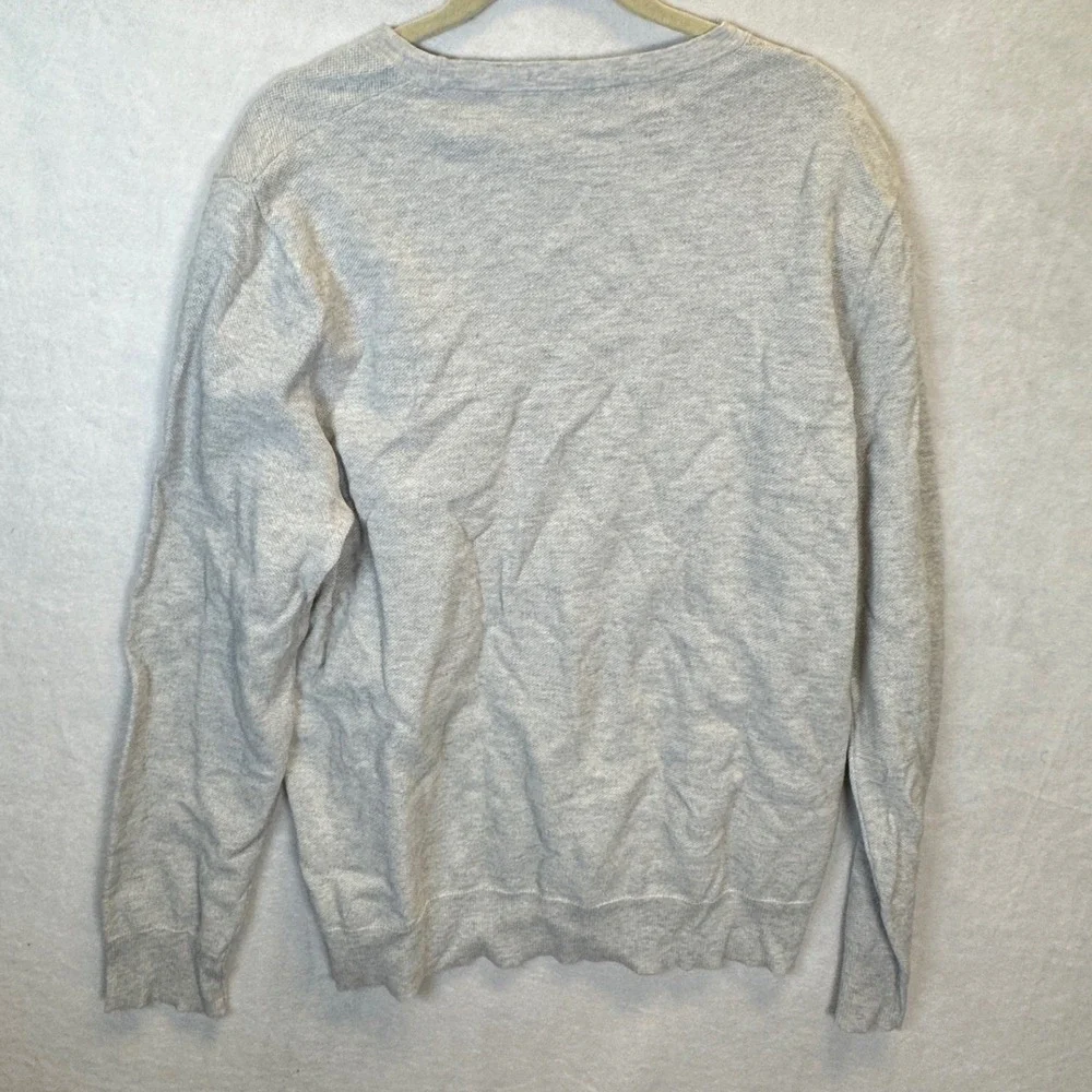 J. Crew Mens Large Gray Cotton Cashmere Blend Crewneck Sweater Heathered Knit